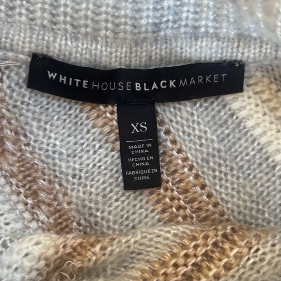 White House Black Market Cozy Striped Button-Neck Poncho Size XS – Neutral Chic - Picture 2 of 8